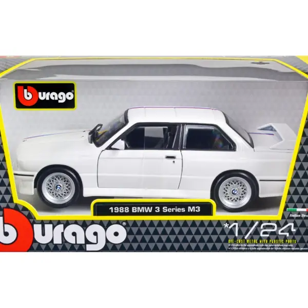 Bburago BMW M3 E30 1988 Alloy White Model Car - Image 2